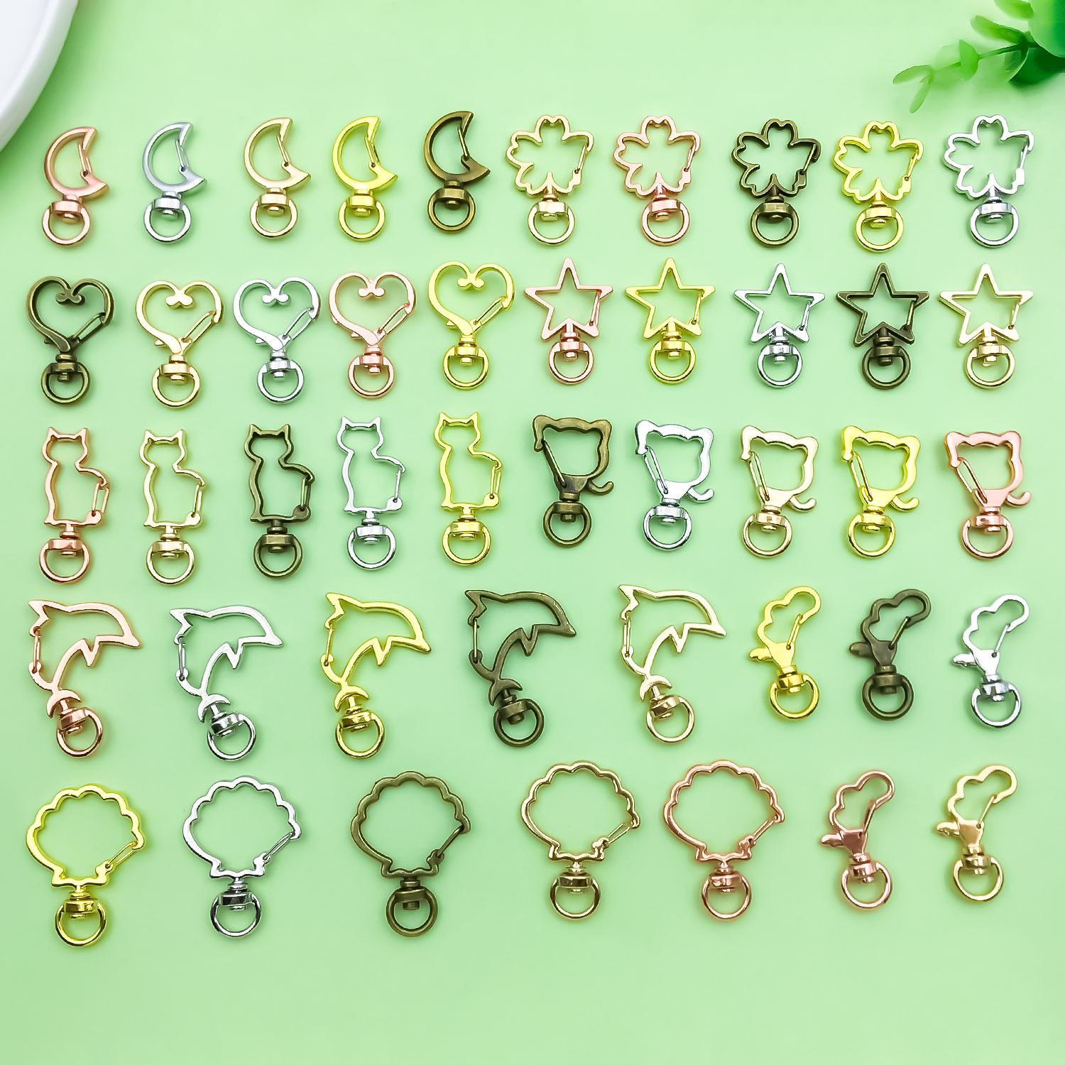 10pcs Keychain Star Love Cat Lobster Clasp Key Hook Keychains