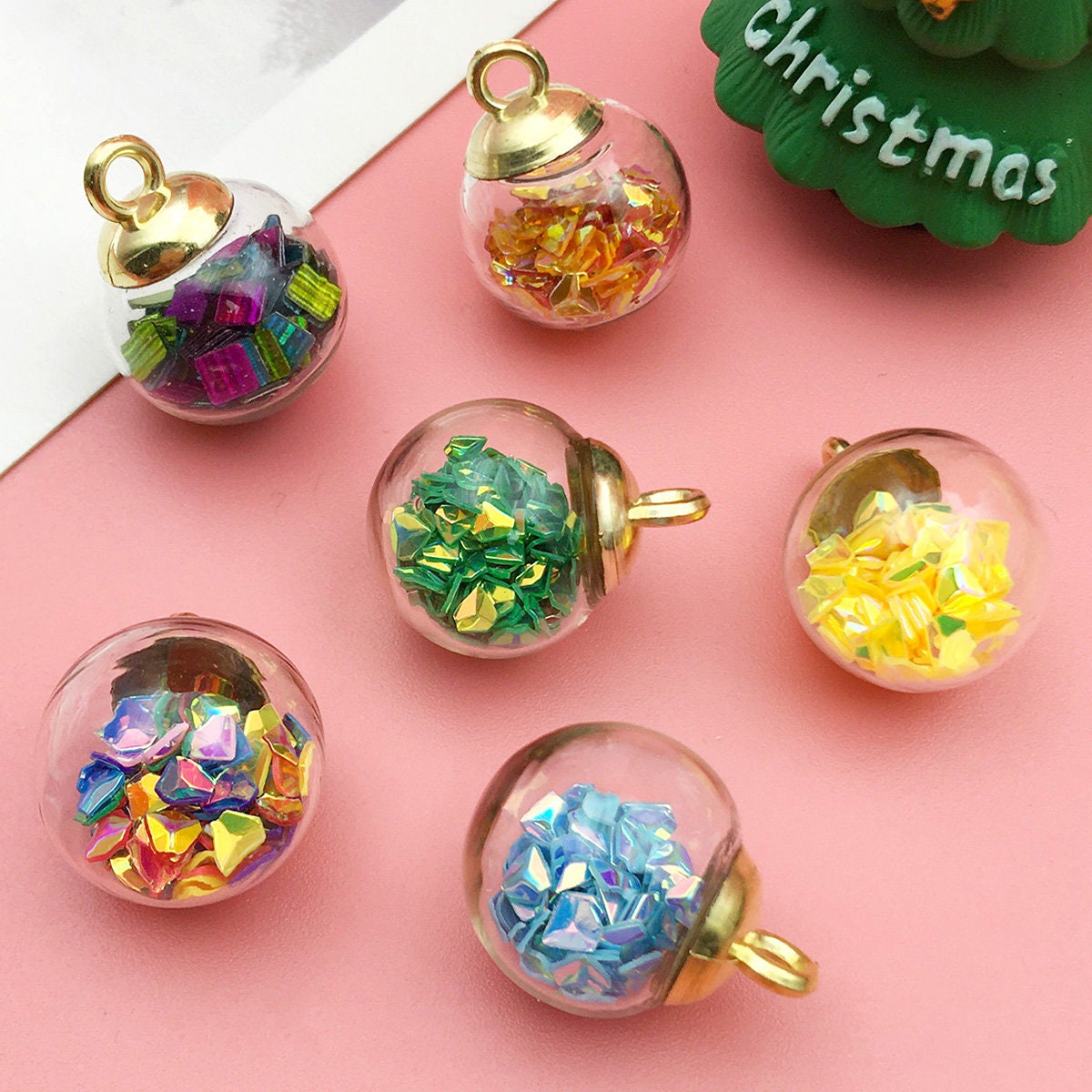 15pcs Random Christmas Golden Enamel Charms DIY Jewelry Making Charms  Pendant For Bracelet Necklace Earring Craft Supplies