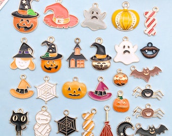 18 Mix Ghost Bat Enamel Charms - Halloween Series For Pendant DIY Jewellery (1-2cm)