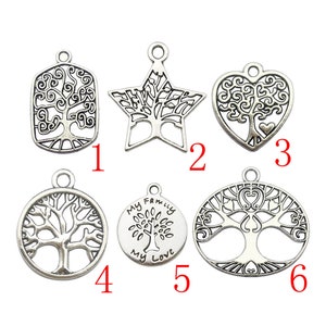15pcs Antique Silver Filigree Tree OF Life Charm Pendant for Crafting, Jewelry Findings Making Accessory For DIY Necklace Bracelet