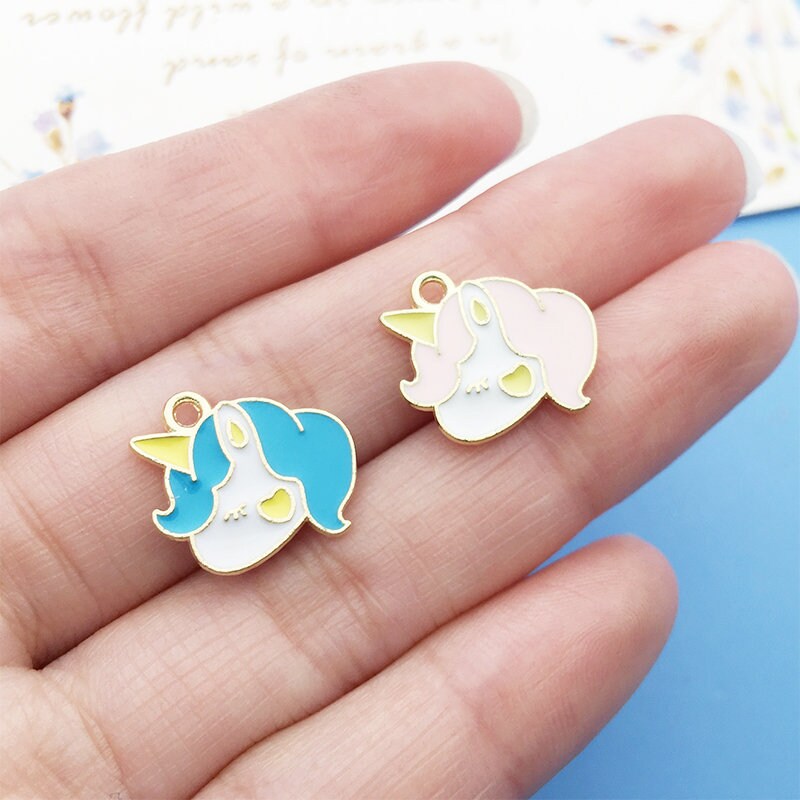 パンダ 5/10/15pcs Zinc Alloy Enamel Unicorn Charms，delicate Cute Gold