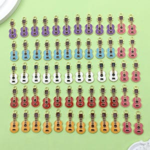 20pcs 10x23mm Enamel Music Guitar Charms Colorful Cute Pendant for DIY Jewelry Making Earrings Necklaces Keychains DIY Crafts Accessories