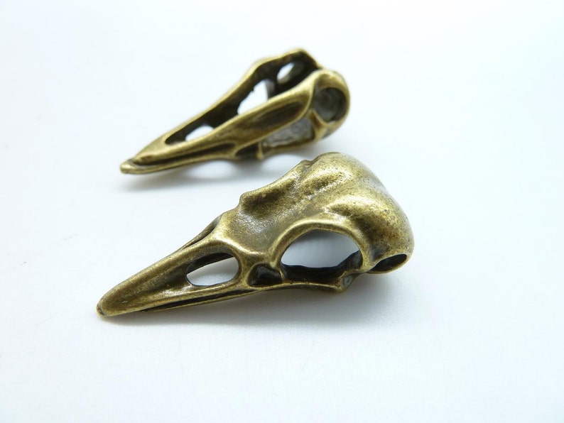 5pcs 10x15x32mm Antique Bronze Vulture Bird Skull Head Pendant c7523 image 1