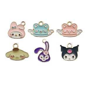 10pcs Enamel Cute gold plated Cartoon Charm pendant DIY for Bracelet Earrings Keychain Creative DIY Jewelry Making Accessories