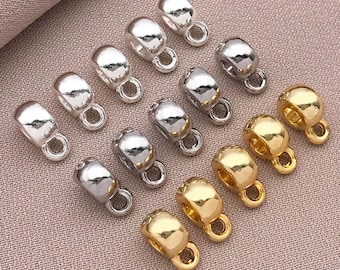 10/15/20pcs 18K Gold Plated Brass bail Tube Beads with Loop European Bracelet Pendant Bails for DIY Jewelry Making Craft Supplies