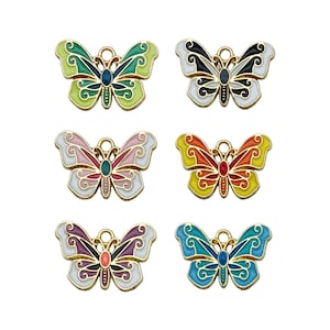 10Pcs Butterfly Charms Gold Enamel Butterfly Pendants for DIY Necklace Bracelet Earrings Making Crafts Supplies 15x22mm