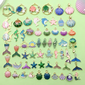 12/60pcs Bulk Enamel Marine Life Charm Starfish Shell Pendants for DIY Beach Jewelry Making Keychain Necklace Earrings Craft Accessories