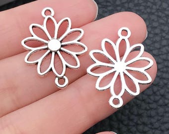 20pcs 20x24mm Antique Silver Filigree Flower  Connector daisy connector Charm C6381
