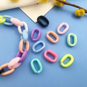 100/200/300pcs Colorful Mixed Open Acrylic Chain,Pastel Plastic Chain Links，Necklace makings, Jewelry making supplies, Jewelry DIY