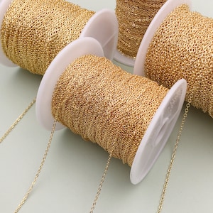 3Meters/Lot 18K gold-plated Chain Bulk Hand Made Necklace Pendant Bracelets Crafts Supplies For Jewelry Accessories 1.3/1.4/1.5/2mm