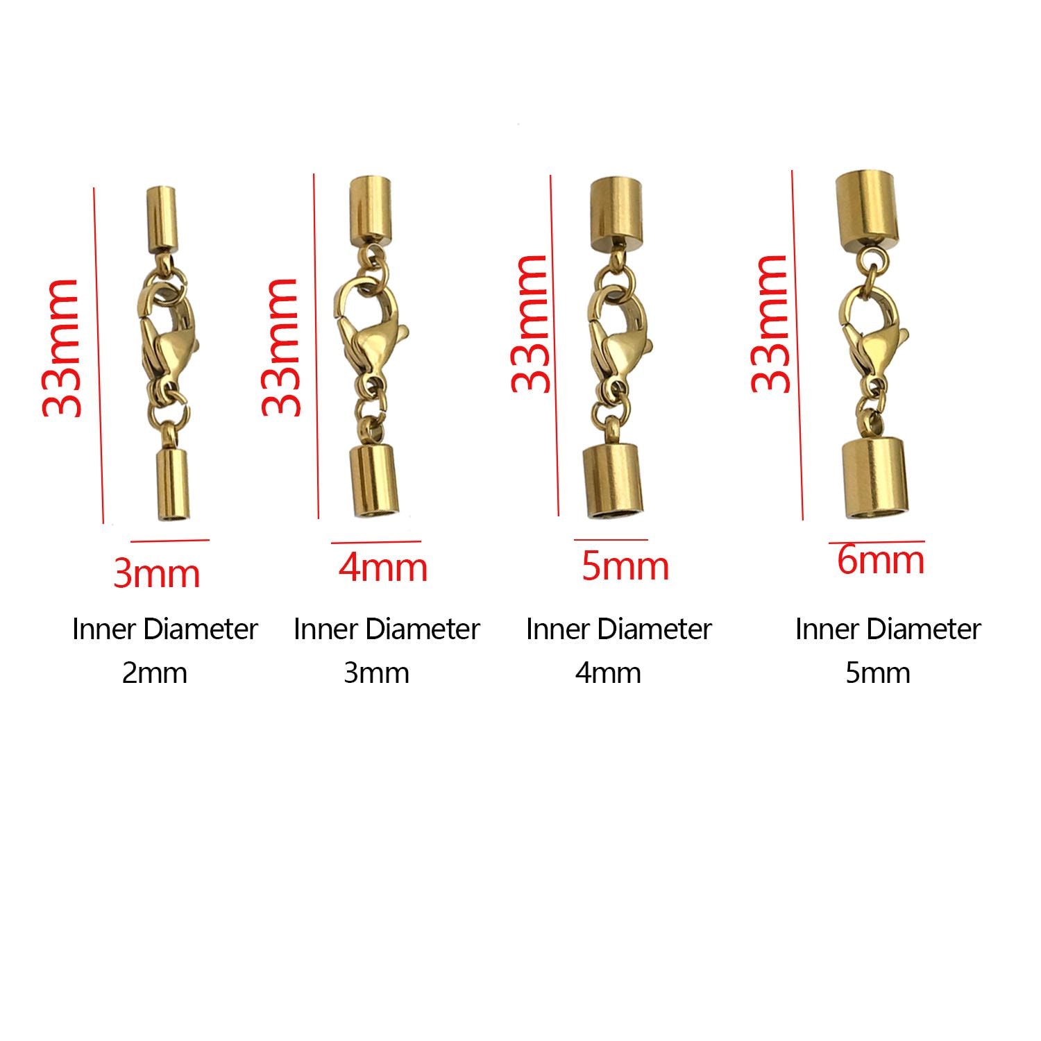 5/10pcs Stainless Steel Leather Cord End Caps With Lobster Clasp