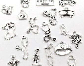 Mix20pcs bulk Antique Silver doctor nurse Charms medical pendant for DIY Bracelets Earrings Necklaces jewelry making Handmade Accessory