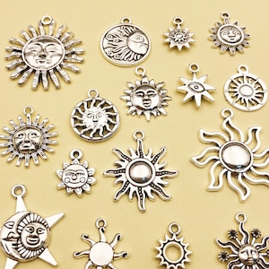 Mix15pcs bulk Antique Silver Sun Charms insect pendant for DIY Bracelets Earrings Necklaces jewelry making Handmade Accessory