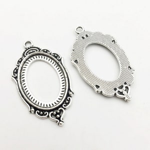 New 10pcs 24x42mm-18x25mm Antique silver  Cameo Cabochon Base Setting Pendants C3069