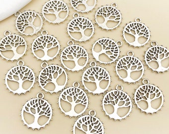 10/20/30pcs Antique Silver life Tree Charm Pendant For DIY Necklace bracelet Jewelry Making Craft Accessory