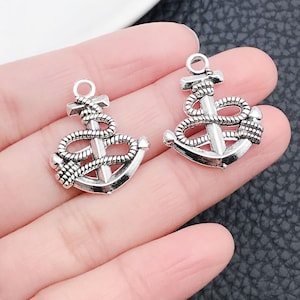 15pcs 20x25mm Antique Silver Anchor Charm Pendant c4018