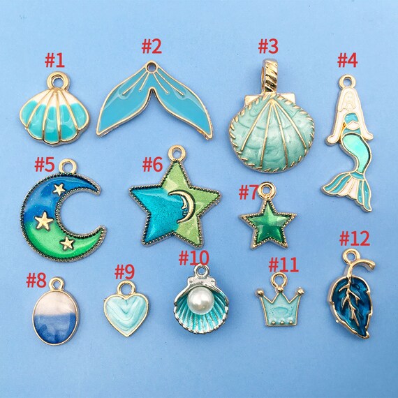 10pcs Enamel Cute Charms Pendant for Jewelry Making Supplies Moon