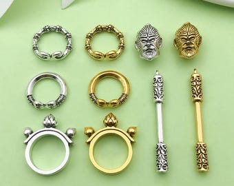 10/20pcs Mix Vintage Sun Wukong's Golden Cudgel Charms Craft Alloy Pendants for DIY Men's Necklaces & Jewelry Crafting