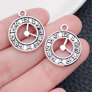 15pcs 18x20mm Antique Silver Thick Doublesize  Clock Charm Pendant c6713