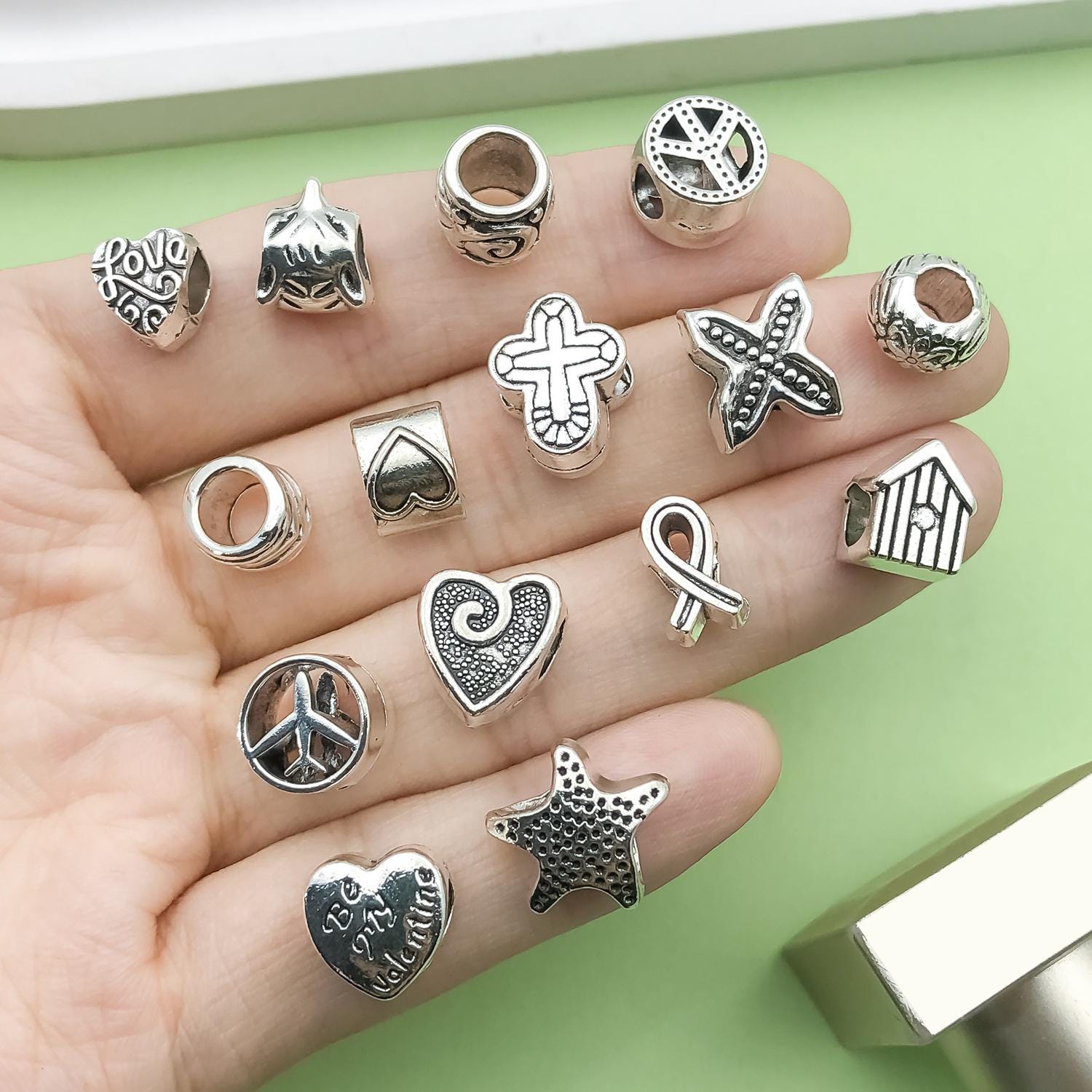 10pc European Style Charm Beads – Silver Plated Spacer Beads – Fit All European Charm Bracelets – Xanadu Designs