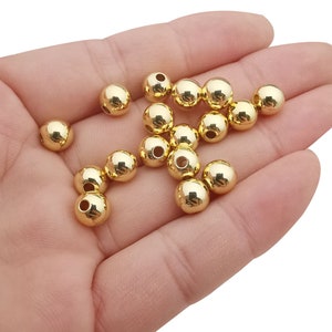 50/100pcs 3/4/5/6/8mm 14K Gold Plated long-lasting beads Spacer Beads, Hollow Beads, Bracelet Beads, Ball Beads,Bulk Gold Plated Round Bead image 4