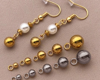 20/50 piezas de colgantes redondos de acero inoxidable de 3/4/5/6/8 mm, pequeños dijes de bolas de metal para hacer collares, pulseras y joyas.