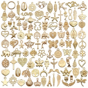Mix 20/30/50/100PCS Bulk Wholesale Lot Assorted Style KC Gold charms Pendant for DIY Bracelet Necklace Handmade Jewelry Making Accessories