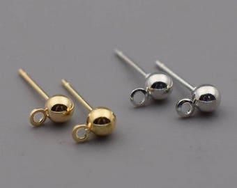 Ohrringe Ohrstecker-40 Stück 4x14mm weiß K (Rhodiumfarbe)Silber Ton KC gold Ohrringe Ohrstecker