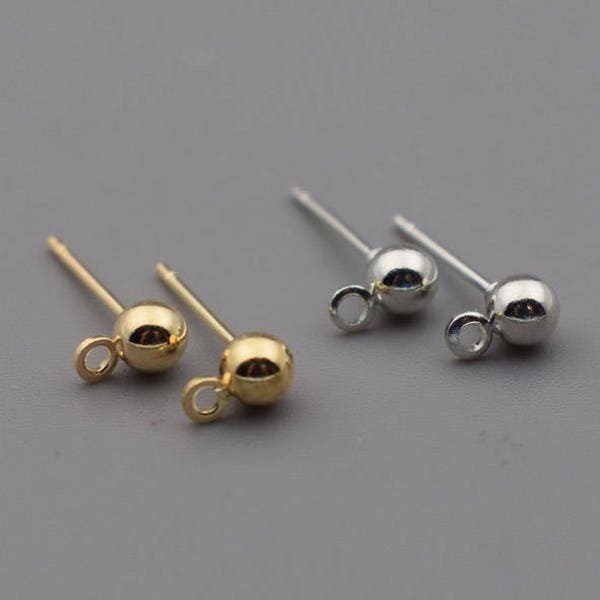 Earrings Studs-40pcs 4x14mm white K (Rhodium color)silver tone KC gold earrings Studs