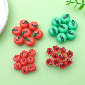 10pcs Resin 3D Apple Charm Charm Fruit Pendant, simulated food Charms, keychain charms,for Bracelet Necklace Earrings Jewelry Making