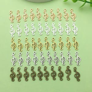 50pcs 8x20mm Antique music note Charms pendant for DIY Bracelets Earrings Necklaces jewelry making Accessory