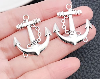 10pcs Antique Silver Anchor Charm Vintage Pendant for Jewelry Findings Making Accessory DIY Necklace Bracelet Craft Supplies 27x31mm
