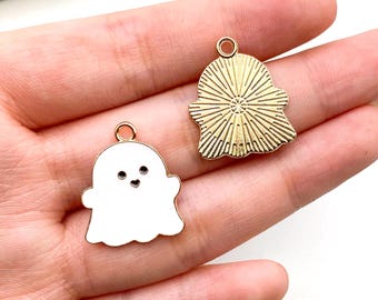 10/15/20pcs Enamel halloween ghost Charms Plated pendant For DIY Necklace bracelet Earring Jewelry Making Craft Accessory 18x21mm