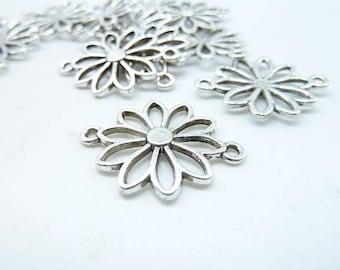 20pcs 20x24mm Antique Silver Filigree Flower  Connector daisy connector Charm C6381