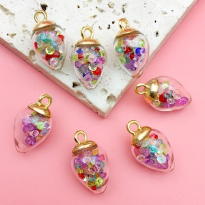 5/10/15 Stück Wassertropfen Glaskugel Charms mit Acryl Diamant, Charms und Anhänger, Bettelarmbänder, Armbandherstellung