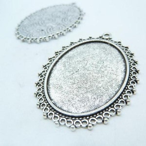 5pcs 40x50mm-30x40mm Antique Silver  Round Cameo Cabochon Base Setting c4131