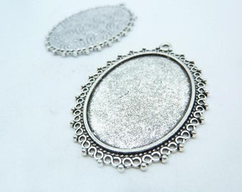 5 Stück 40x50mm-30x40mm Antik Silber Runde Kamee Cabochon Basis Fassung c4131