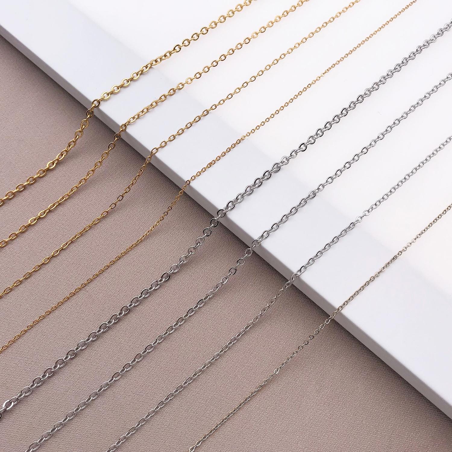 5/10/20 Meters Stainless Steel Link Cable Bulk Chain Flat Cable Link Chain for Men Women Jewelry Chain DIY Making 1.2/1.6/2/2.5mm
