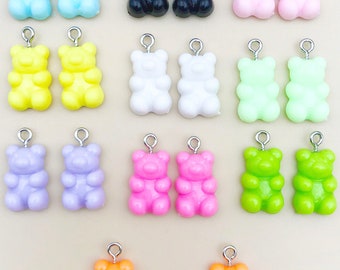 Mix 20pcs BULK Gummy Bear Resin Charms, Candy Charm 11x22mm