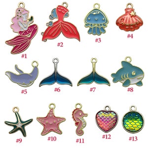 10/20/30pcs Enamel Mermaid Charm,exquisite marine life Earring Pendant,Bracelet Charm Craft Supplies Necklace DIY Finding Jewelry Making