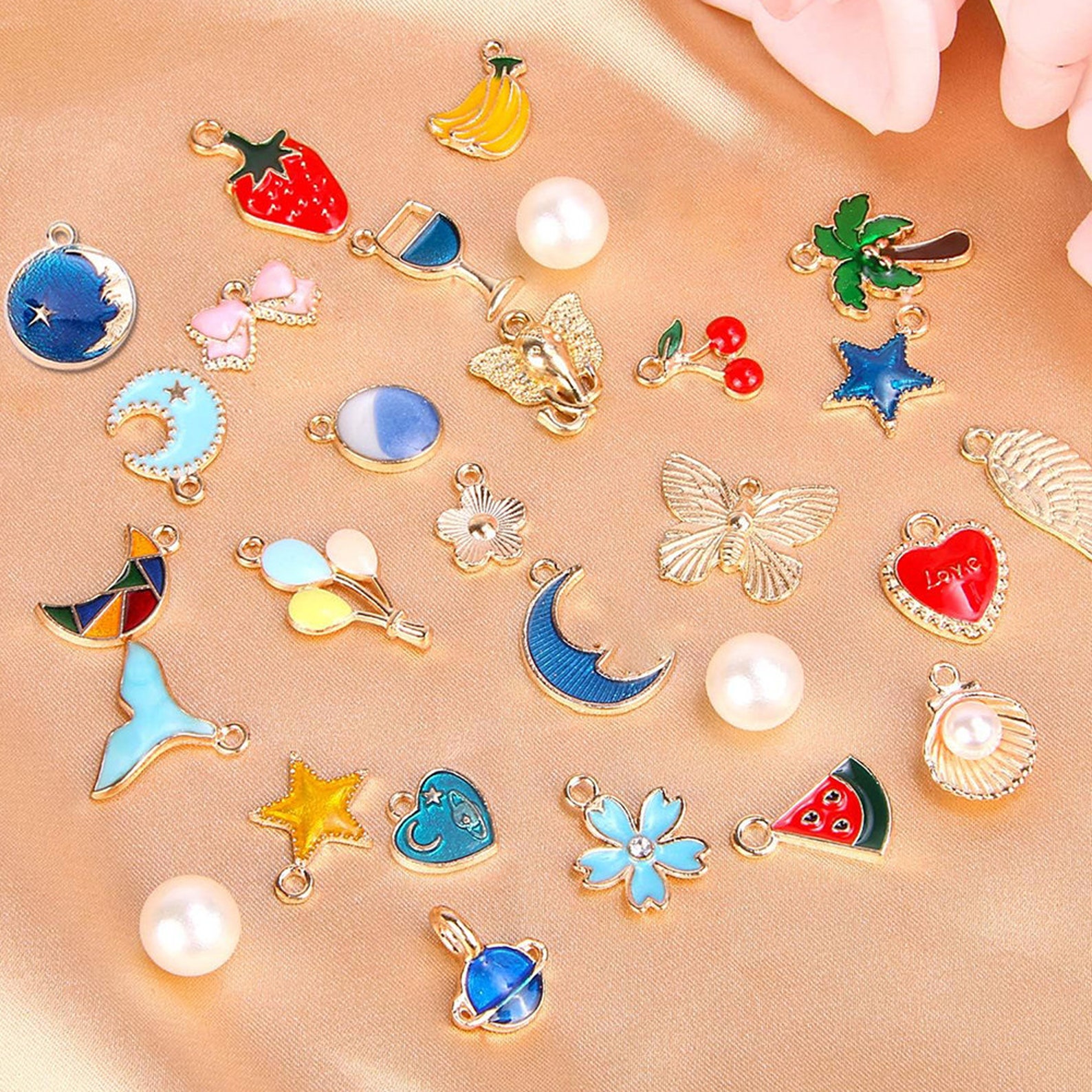 Randomly Accessory Items 20/30/50/100pcs Fashion Enamel Randomly Mixed Bulk Alloy Charm Small ...