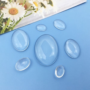 5/10/20PCS Oval glass cabochon Oval glass transparent glass cabochon Craft jewelry DIY glass cabochon Oval glass cabochon jewelry