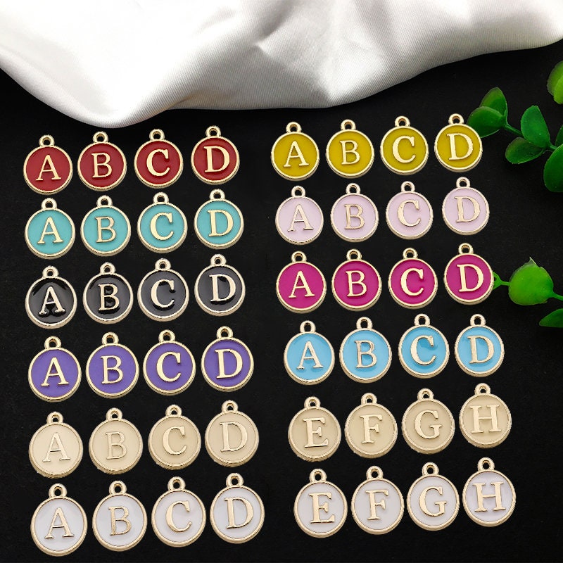 Letter Charms Jewelry Making, Enamel Letter Alphabet Pendant