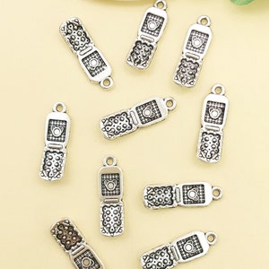 10/20/30 Stück Antik Silber HandyAnhänger TelefonAnhänger Für Schmuckherstellung Armband Halskette Handwerk Zubehör