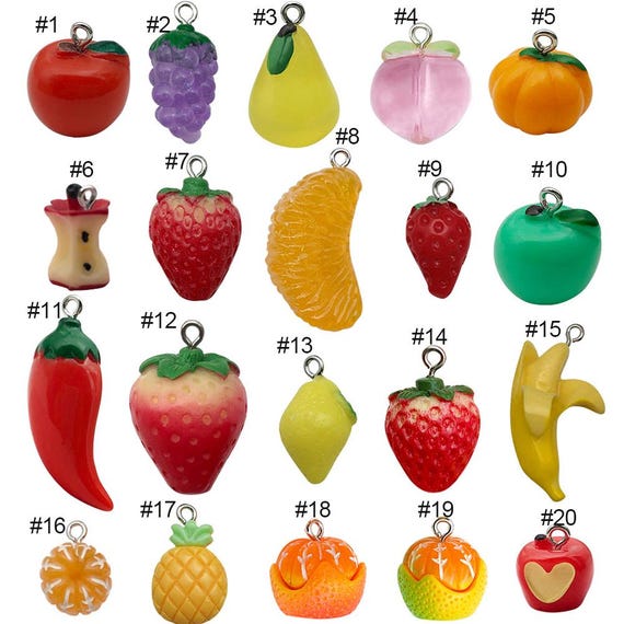 thumbnail image 2 of Potktt 10 Pcs 5 Styles Brass Cubc Zrcona Frut Charms Colorful 2 of 12