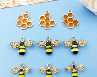 5 sztuk emaliowanych zawieszek pszczół do tworzenia biżuterii, uroczych kolczyków, zawieszek, bransoletek, naszyjników, zawieszek diy design, zawieszki pszczół, zawieszki Tiny Bee Charm Pendant