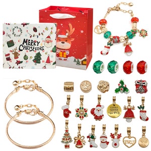 Calendrier De L'Avent 2023 Bracelet De Noël DIY Calendrier De Compte à Rebours Pour Filles 24 Jours Kit De Fabrication De Bijoux Cadeau 22 Perles De Pendentif 2025 Nouveau