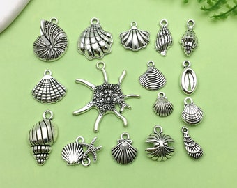 20 / 15 stücke Mix Antike Silber Legierung Starfish Schildkröte Ozean Serie Charme DIY Anhänger für Armband Halskette Ohrring Schmuck machen Bastelbedarf