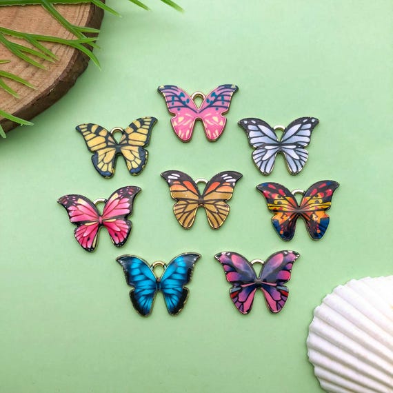 40 PCS Colorful Butterfly Charms - Zinc Alloy Enamel Pendants For DIY Jewelry Making