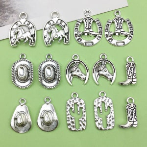 10pcs Antique Silver Western Cowboy Alloy Charms Pendant For Vintage Jewelry DIY Necklace Bracelet Craft Accessories